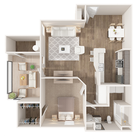 1 Bedroom Floor Plan at Puller Place Apartments, Jacksonville, NC, 28546
